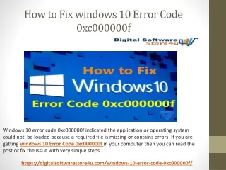 How to Fix windows 10 Error Code 0xc000000f