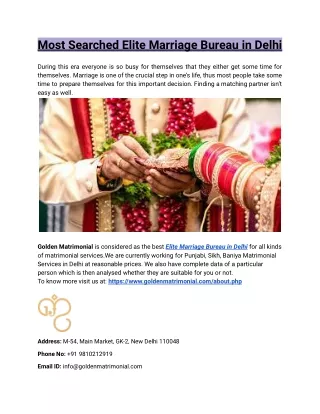 most searched elite marriage bureau in delhi