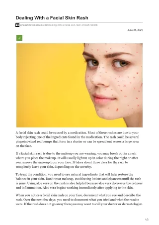 Dealing With a Facial Skin Rash