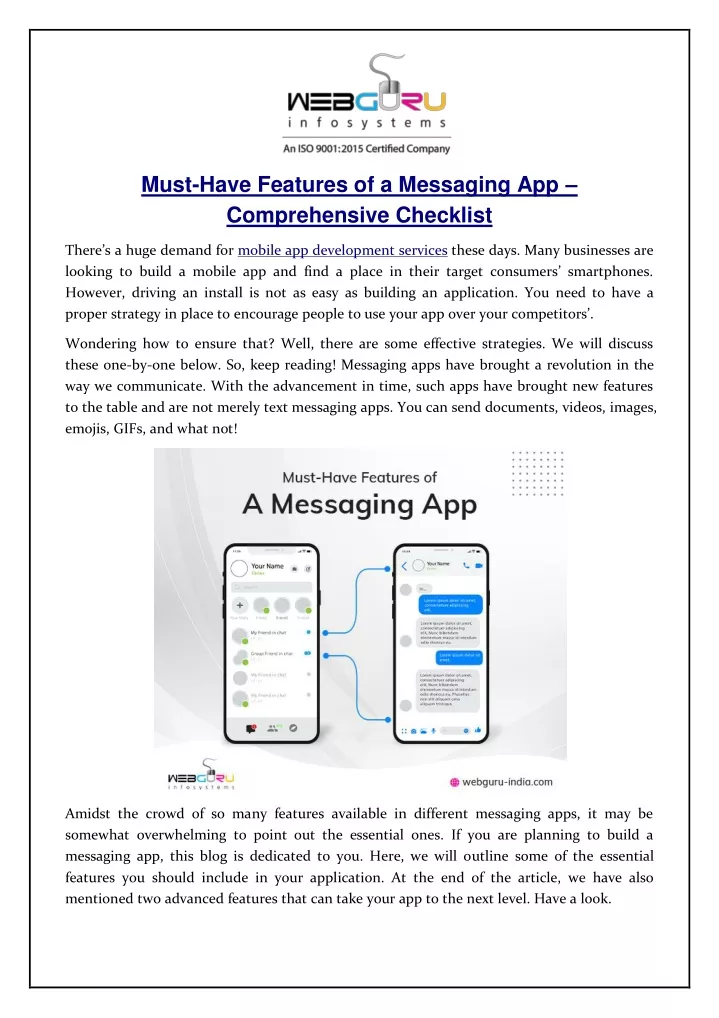 must have features of a messaging