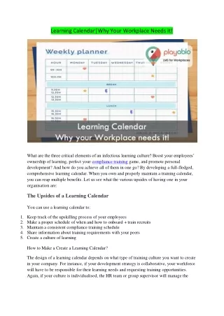 learning calendar why your workplace needs it