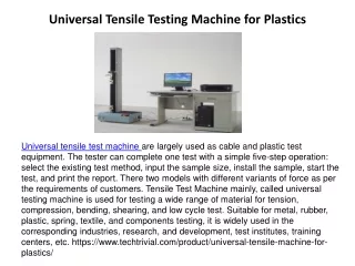 Universal Tensile Testing Machine for Plastics