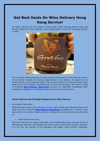 Get Best Deals On Wine Delivery Hong Kong Service!