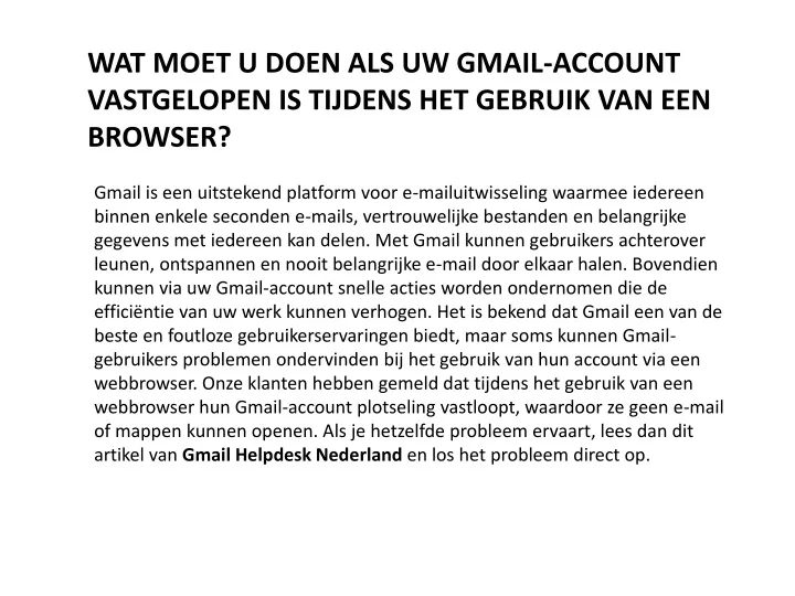 wat moet u doen als uw gmail account vastgelopen