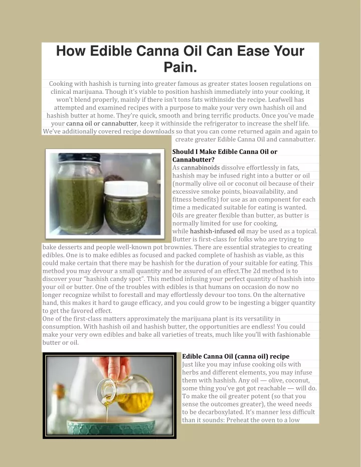 how edible canna oil can ease your pain