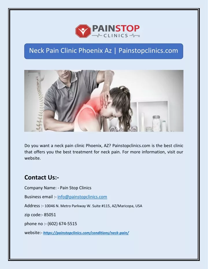 neck pain clinic phoenix az painstopclinics com