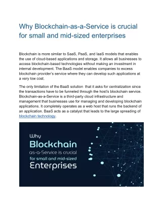why blockchain as a service is crucial for small
