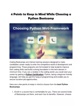 4 Points to Keep in Mind While Choosing a Python Bootcamp
