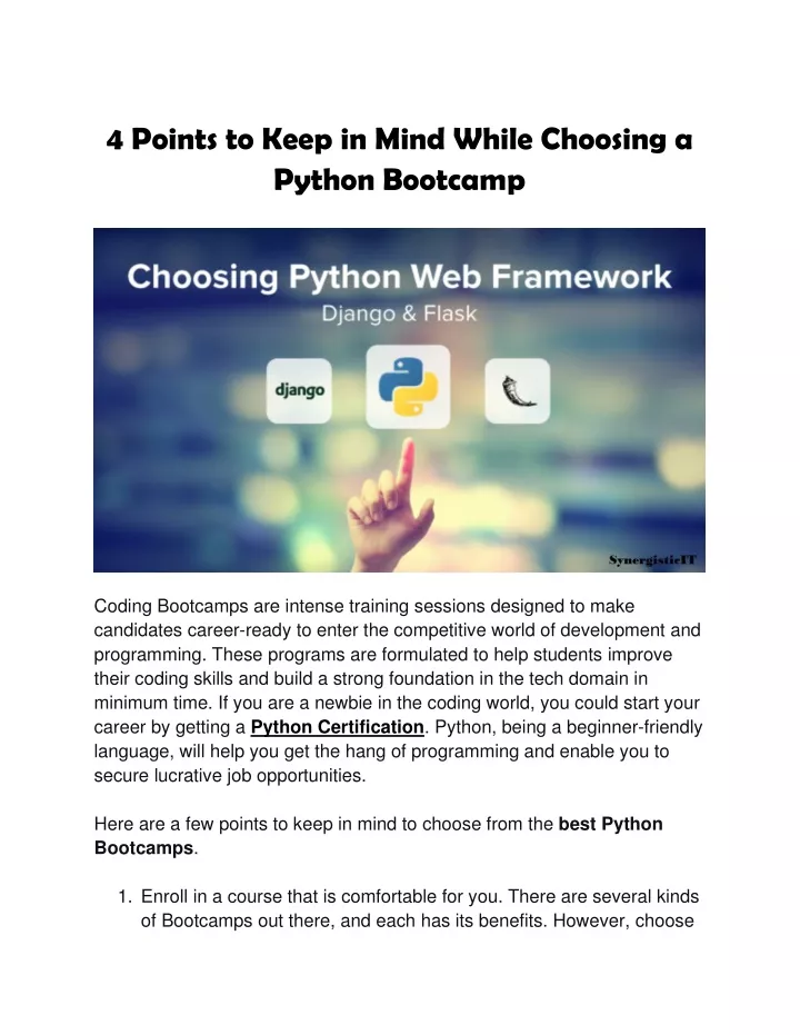 4 points to keep in mind while choosing a python