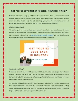 Get Your Ex Love Back in Houston How does it help