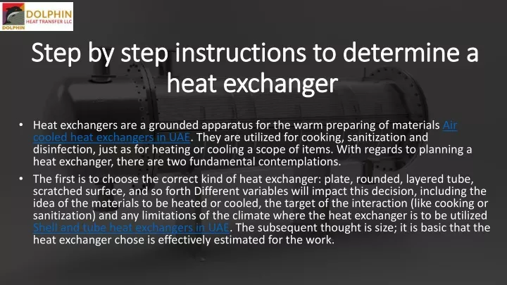 step by step instructions to determine a heat exchanger