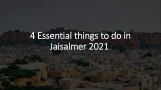 4 Essential things to do in Jaisalmer 2021