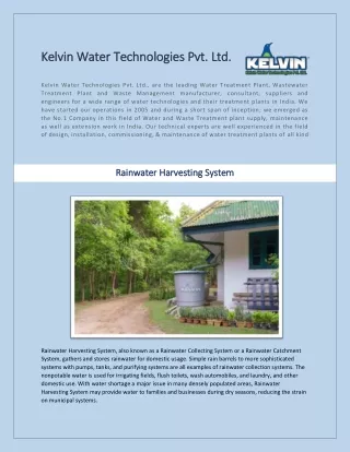 Rainwater Harvesting System - Inforrmative