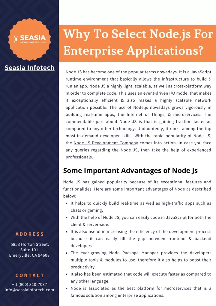 why to select node js for enterprise a pplications