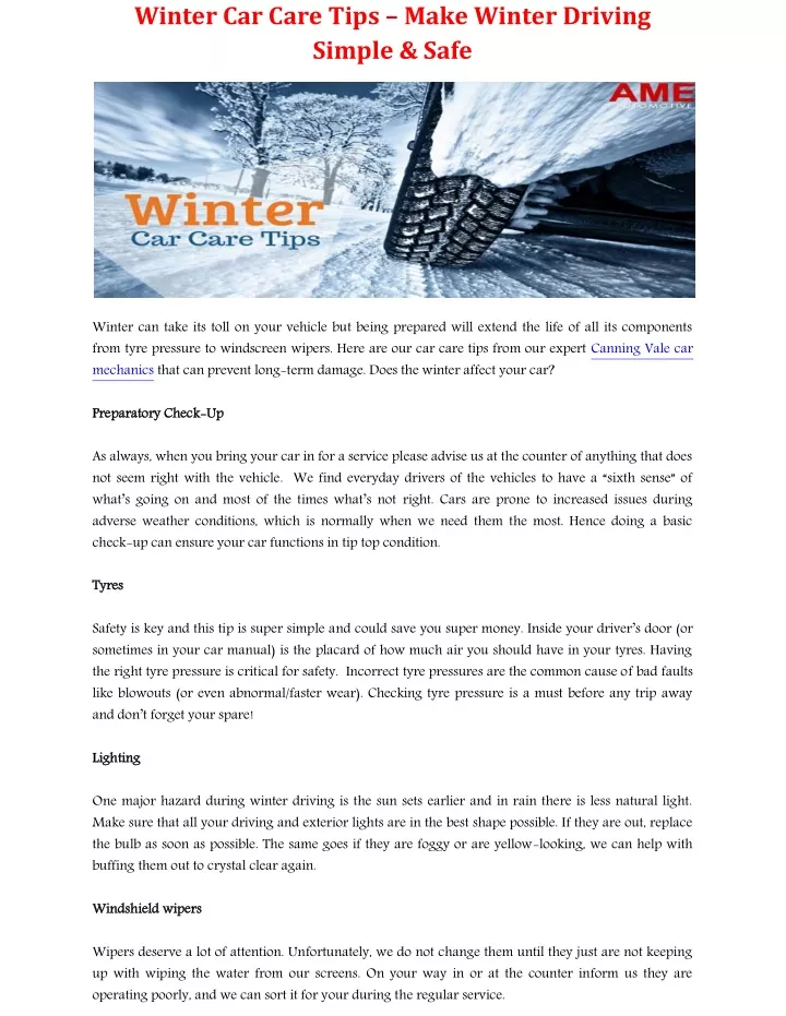 winter car care tips make winter driving simple