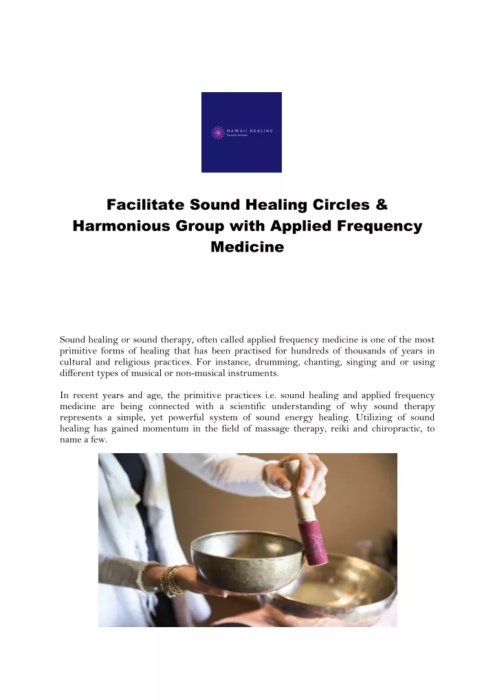 facilitate sound healing circles harmonious group