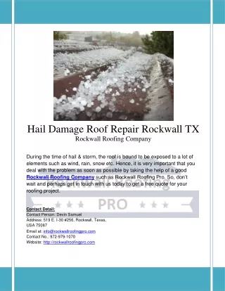 Rockwall Hail Damage Roof Repair - RockwallRoofingPro