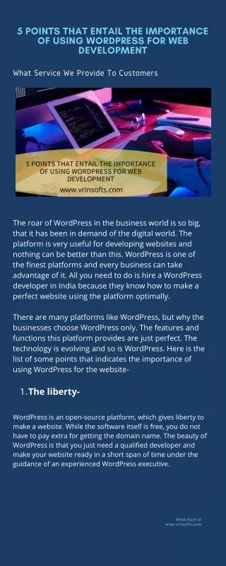 5 points that entail the importance of using WordPress for web development