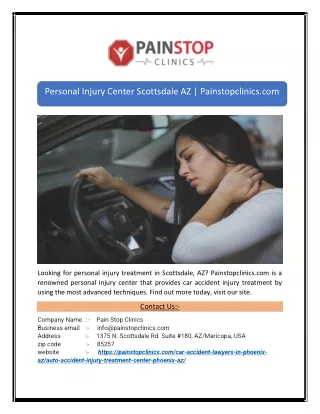 Personal Injury Center Scottsdale AZ | Painstopclinics.com