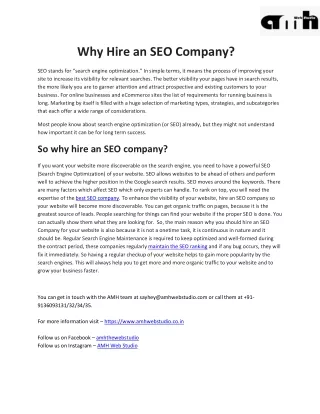 Why Hire an SEO Company