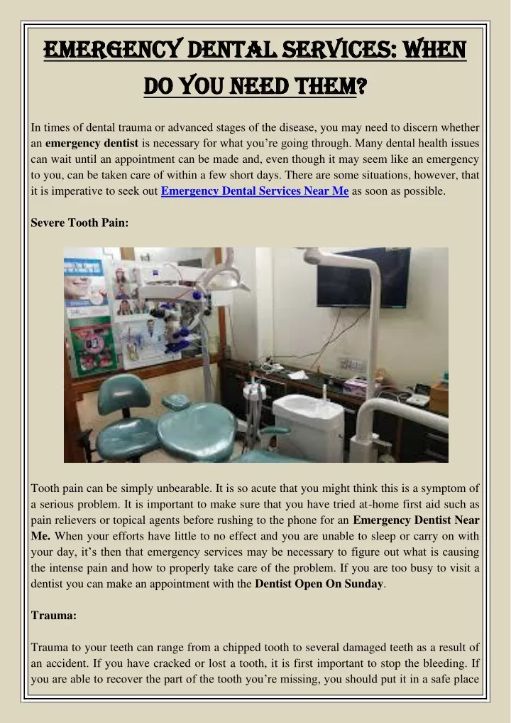 emergency dental services when emergency dental
