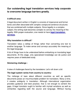 our outstanding legal translation services help