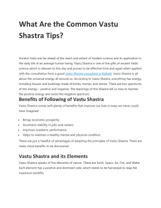 What Are the Common Vastu Shastra Tips-converted