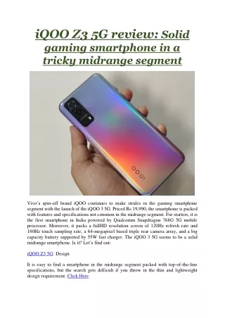 iqoo z3 5g review solid gaming smartphone