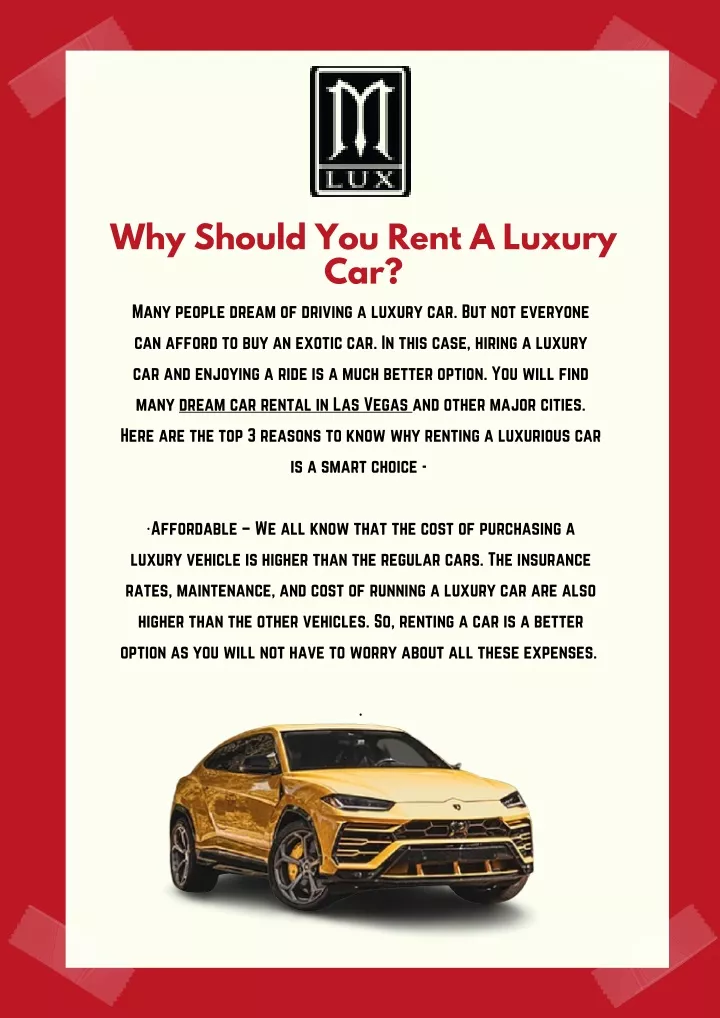 why should you rent a luxury car