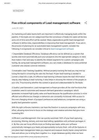 Five critical components of Lead management software