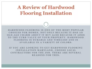 Hardwood flooring installation Maryland