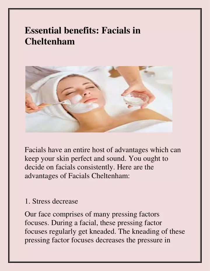 essential benefits facials in cheltenham