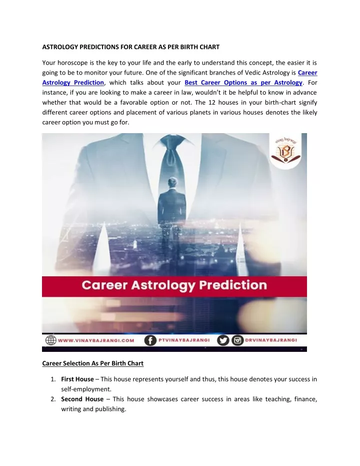 astrology predictions for career as per birth