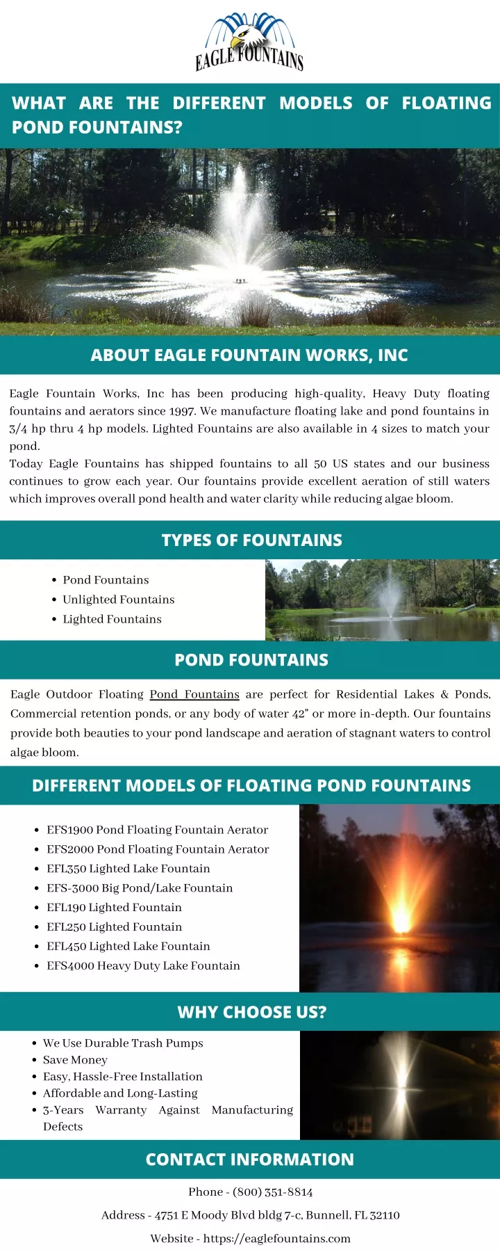 what are the different models of floating pond