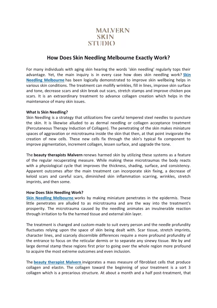 how does skin needling melbourne exactly work