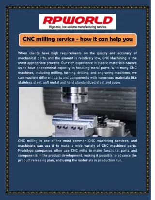 cnc milling service how it can help you