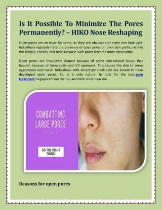 is it possible to minimize the pores permanently