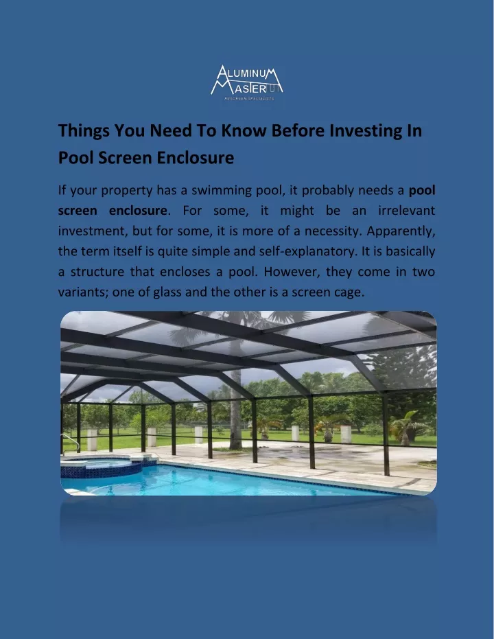 things you need to know before investing in pool