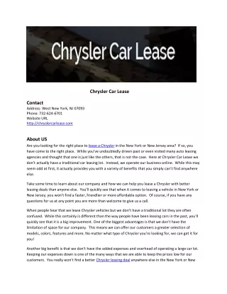 chrysler car lease contact address west new york