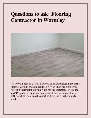 questions to ask flooring contractor in wormley