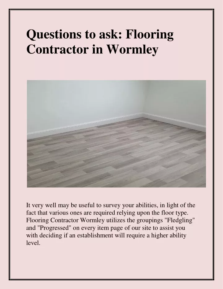 questions to ask flooring contractor in wormley