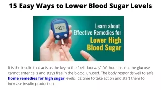15 Easy Ways to Lower Blood Sugar Levels