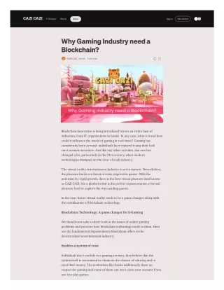 Why Gaming Industry need a Blockchain?