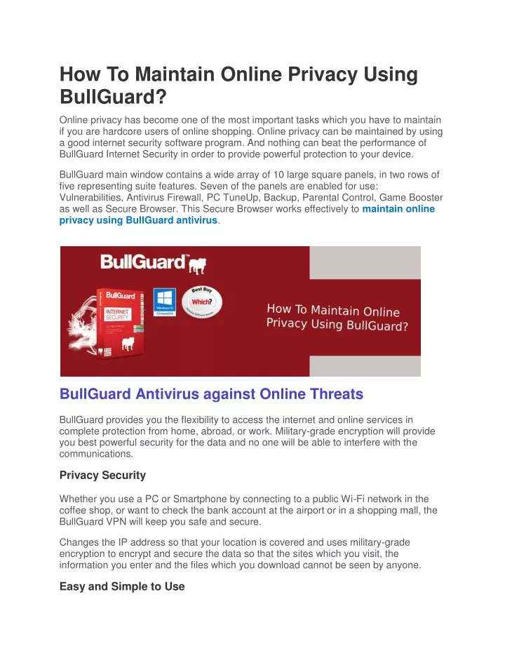 how to maintain online privacy using bullguard