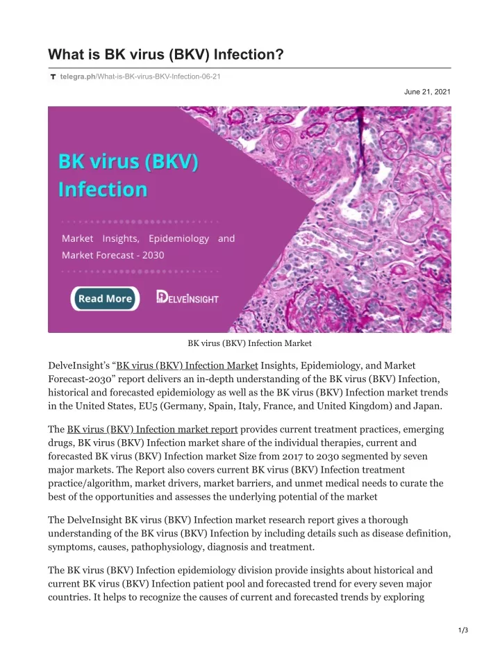 what is bk virus bkv infection