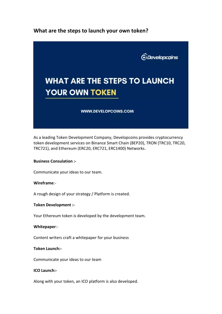 what are the steps to launch your own token