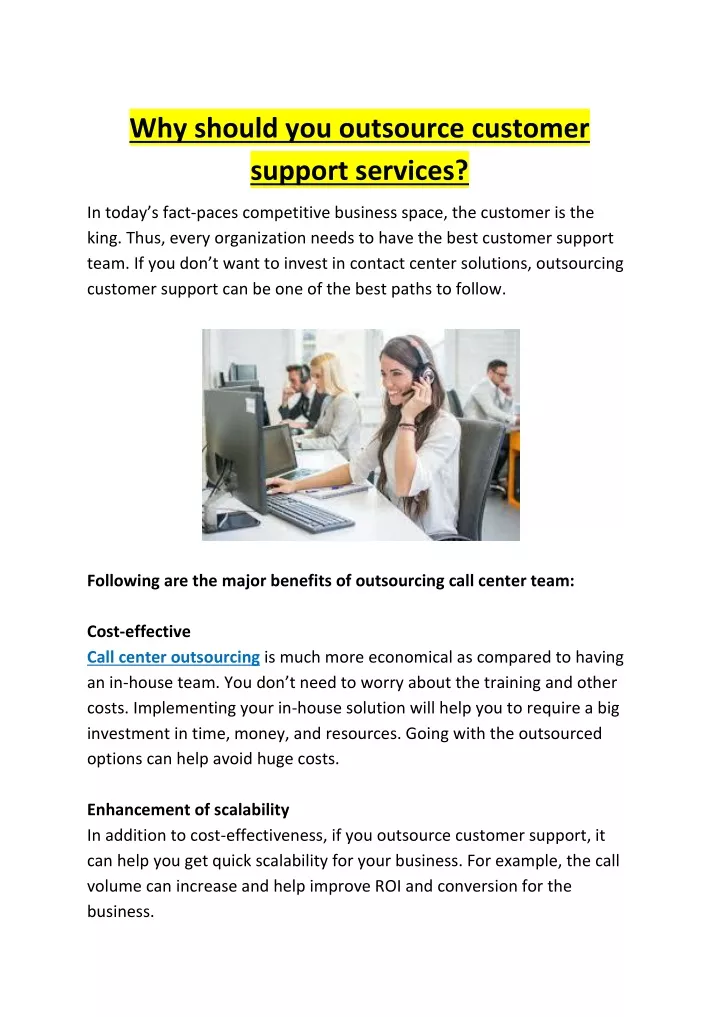 why should you outsource customer support services