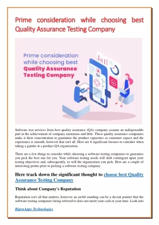 prime consideration while choosing best prime