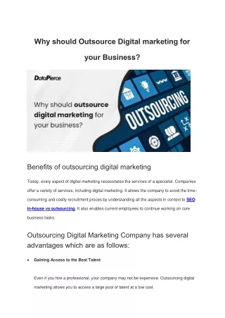 Why should outsource digital marketing for your business