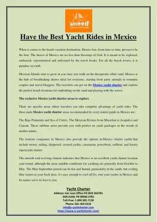 Have the Best Yacht Rides in Mexico